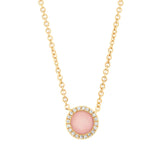 0.04ct Diamond & 0.28ct Pink Opal 14k Yellow Gold Necklace